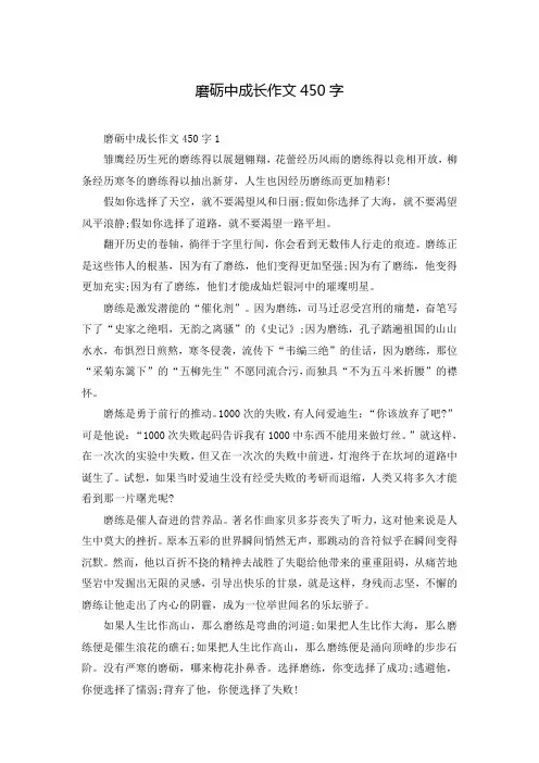 磨砺中成长作文450字