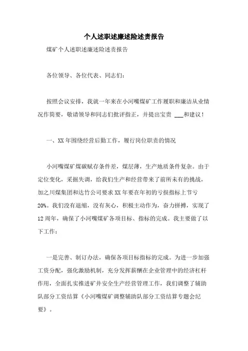 2020年个人述职述廉述险述责报告