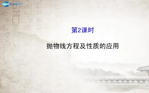 【全程复习方略】2014-2015学年高中数学 2.4.2.2抛物线方程及性质的应用课件 新人教A版选修2-1