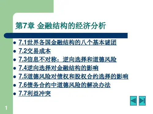 第7章 金融结构的经济学分析 自学