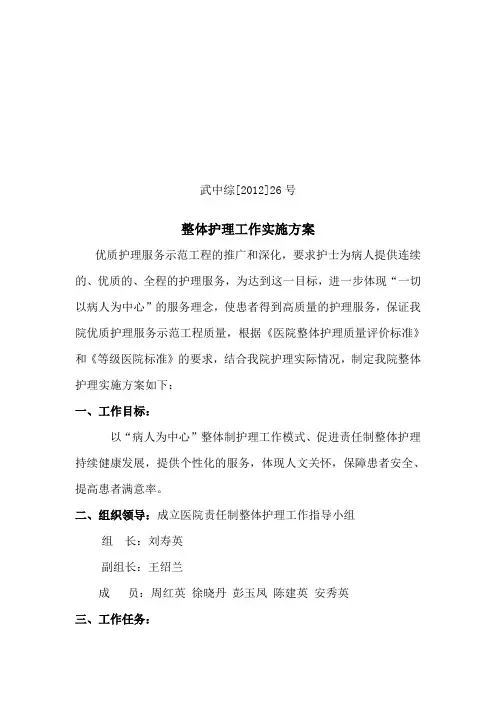 护理垂直管理实施方案 2