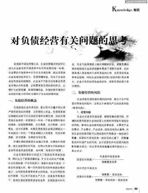 对负债经营有关问题的思考