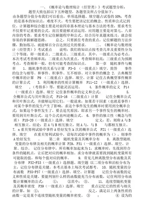 自考概率论与数理统计基础知识