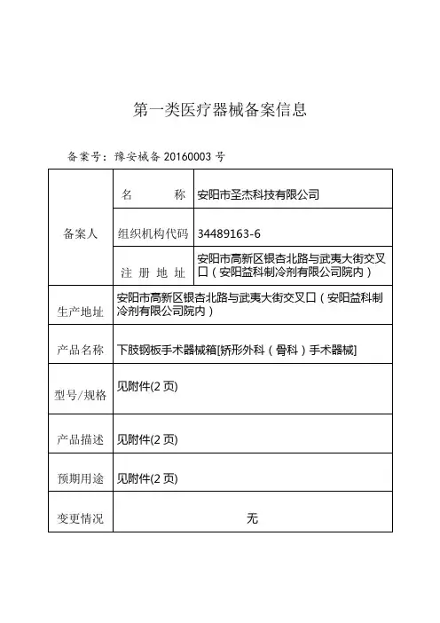 第一类医疗器械备案信息