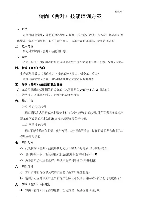 转岗(晋升)培训方案
