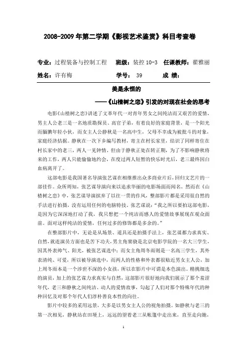 山楂树之恋论文