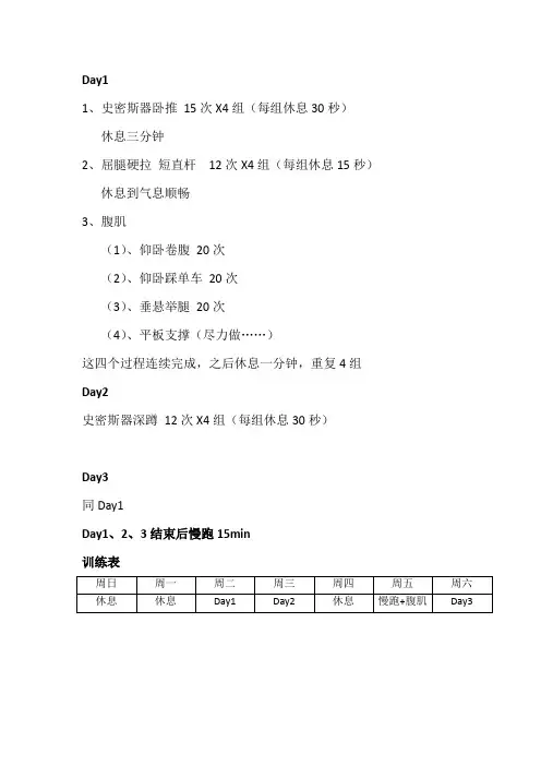 一个月减肥健身计划