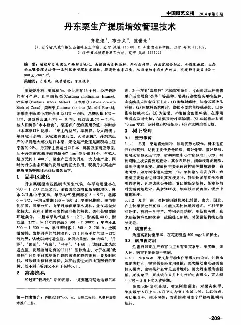丹东栗生产提质增效管理技术