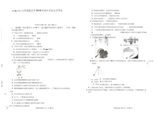 2018年山东省临沂市中考物理试卷