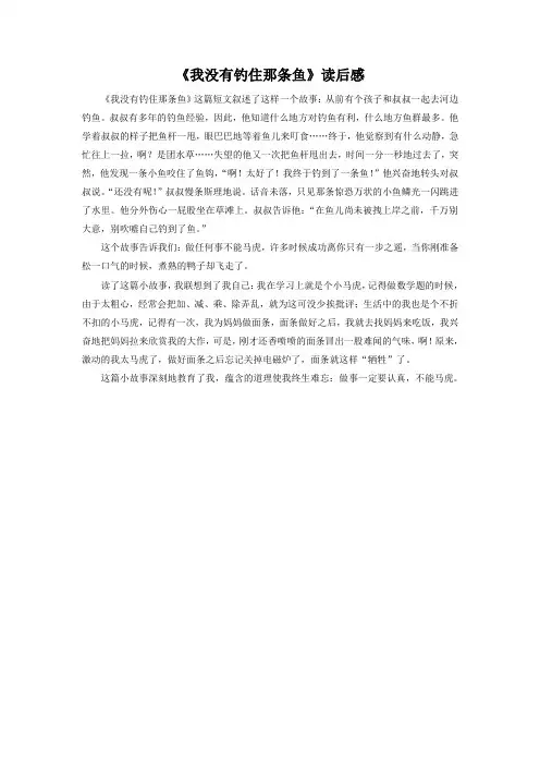 《我没有钓到那条鱼》读后感(1)