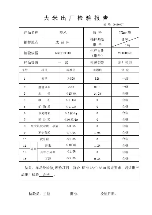 糙米检测报告