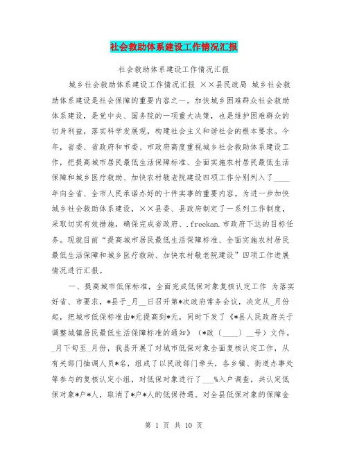 社会救助体系建设工作情况汇报