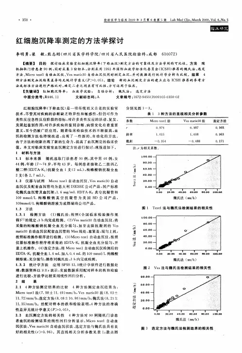 红细胞沉降率测定的方法学探讨