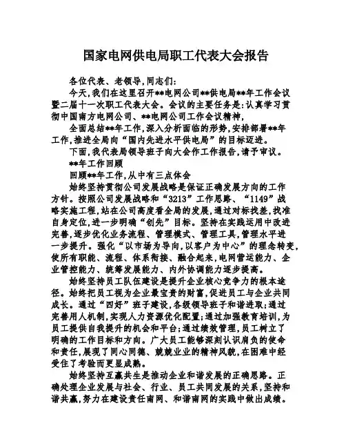 国家电网供电局职工代表大会报告