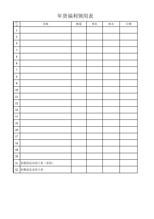 福利发放领用表