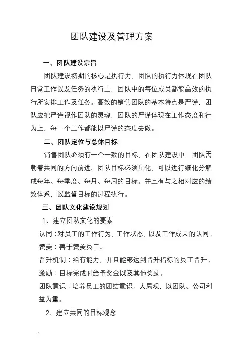 团队建设及管理实施方案