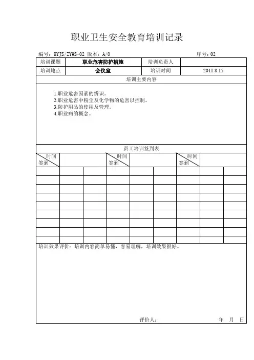 职业卫生教育培训记录1
