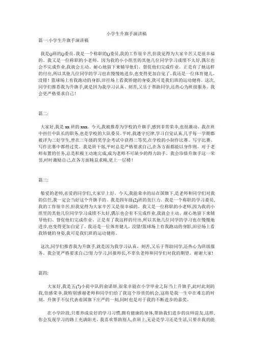 小学生升旗手演讲稿 2