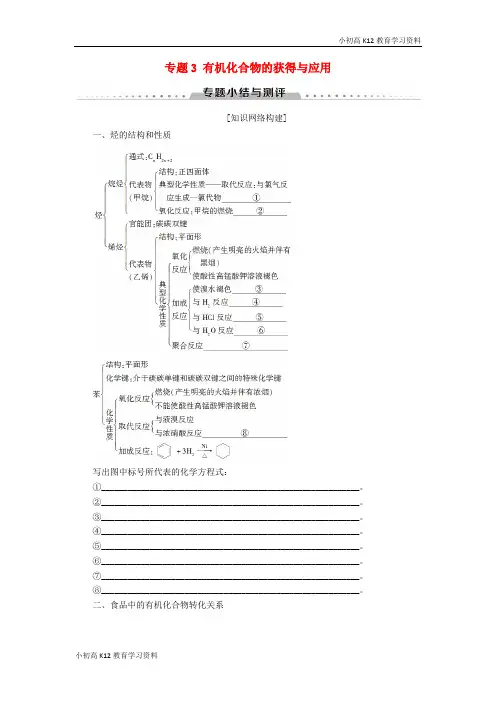 【K12教育学习资料】[学习]2018-2019学年高中化学 专题3 有机化合物的获得与应用专题小结
