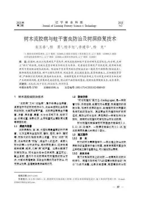 树木流胶病与蛀干害虫防治及树洞修复技术