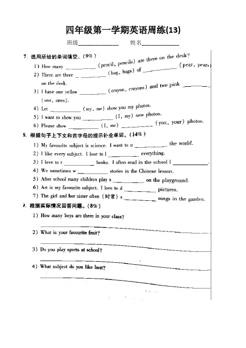第13周 英语练习