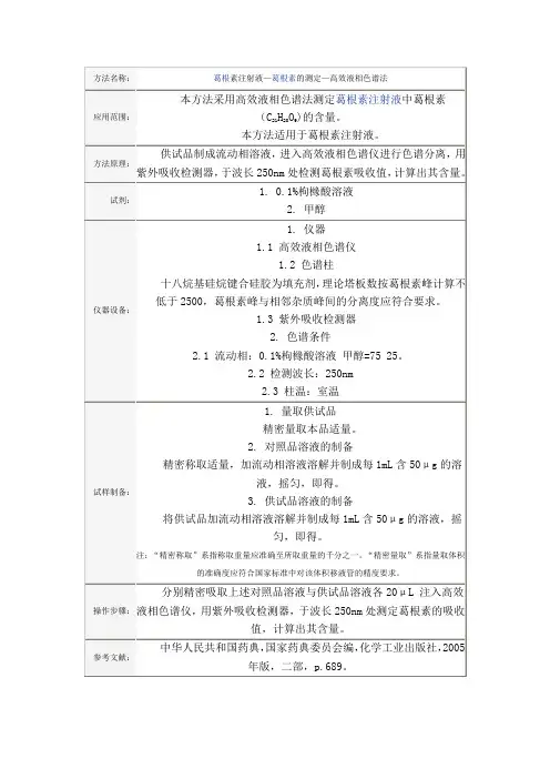 葛根素注射液—葛根素的测定—高效液相色谱法