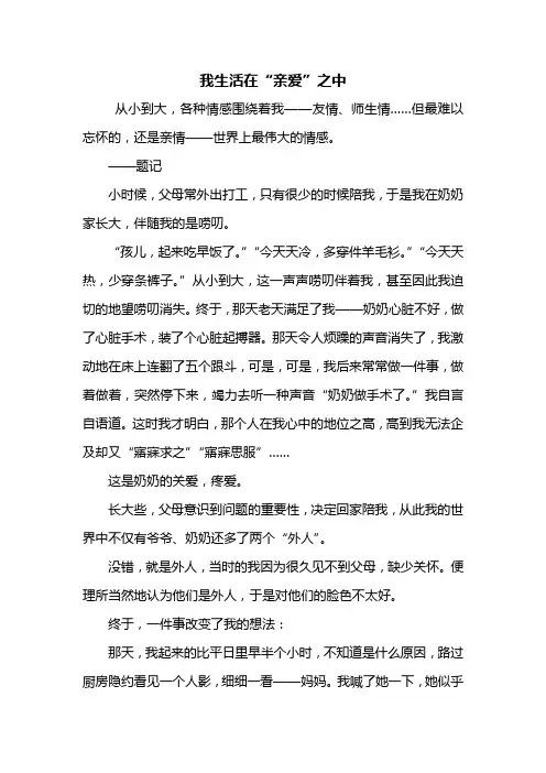 初二作文：我生活在什么之中作文600字