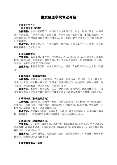南京晓庄学院专业介绍