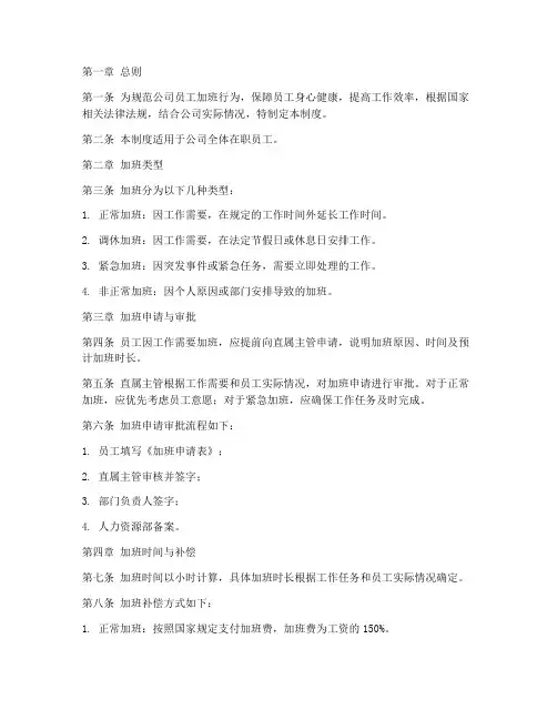 公司加班管理制度规定文件