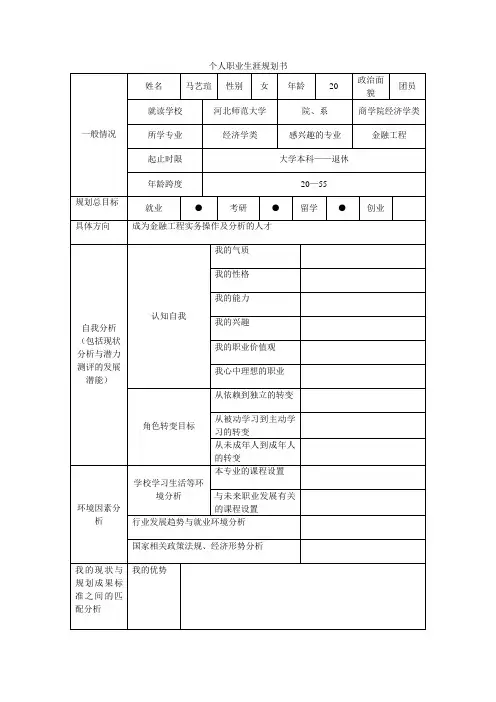 个人职业生涯规划 2