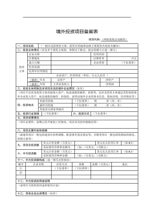 境外投资项目备案表 2