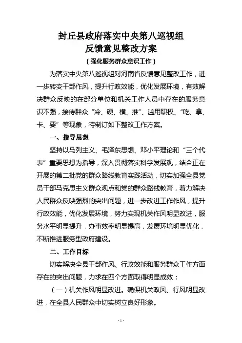 反馈意见整改方案