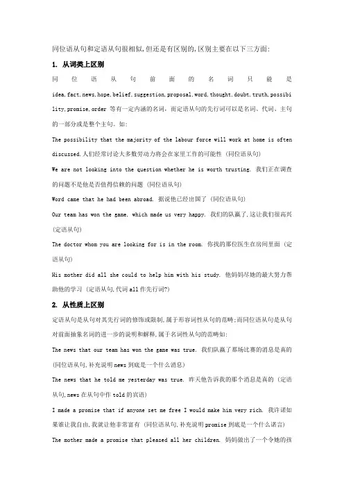 同位语从句和定语从句的三点区别
