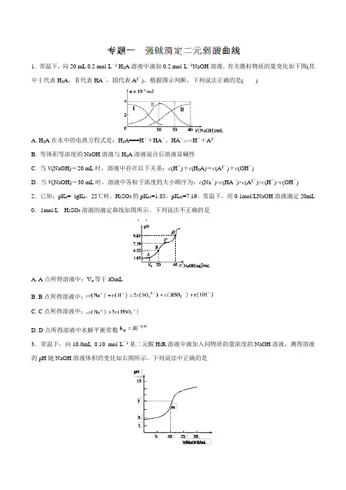 专题01 强碱滴定二元弱酸曲线-2019高考复习专题——酸碱中和滴定曲线大全(原卷版)