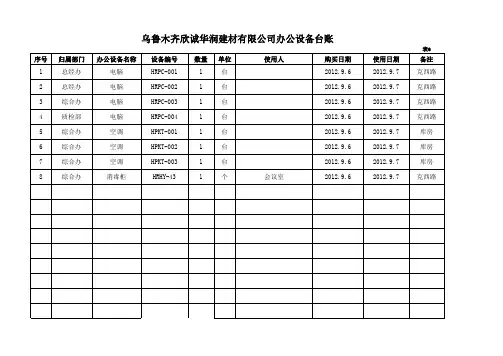 办公设备使用台账