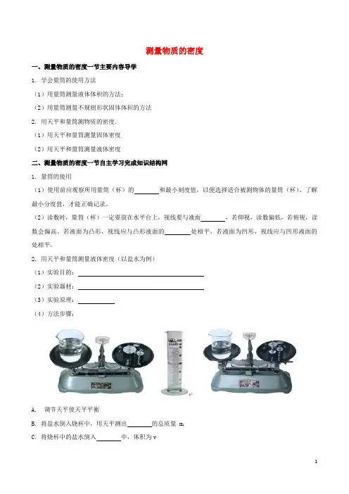 人教版物理八年级上册测量物质的密度