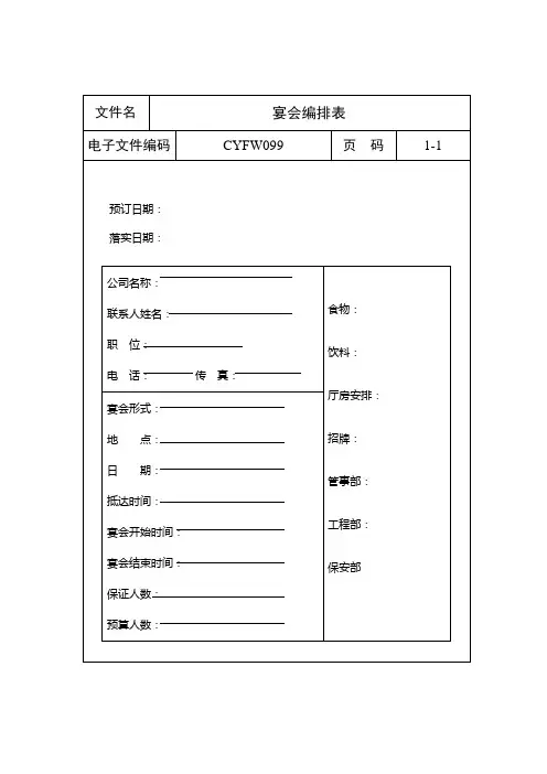 宴会编排表