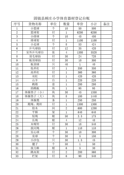 体育器材清单 2