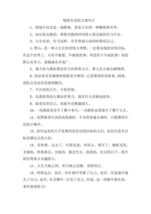 精致生活的文案句子