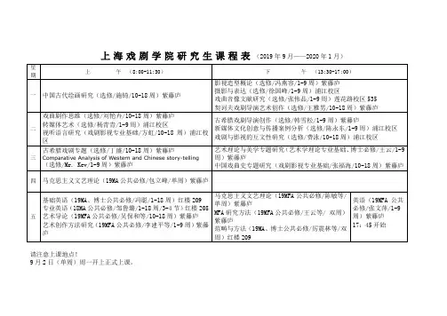 上海戏剧学院硕士研究生课程表