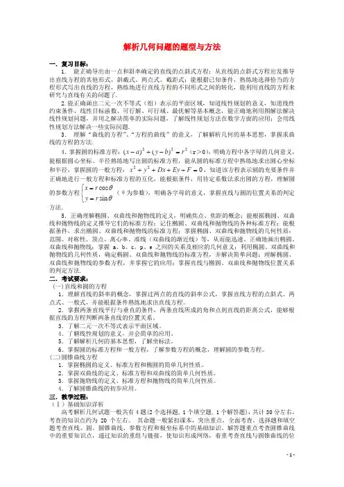 2013高考数学 解题方法攻略 解析几何 理