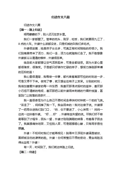 归途作文八篇