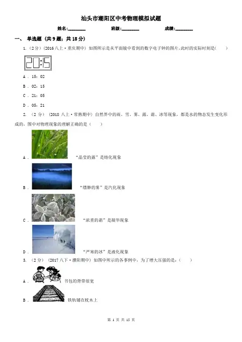 汕头市潮阳区中考物理模拟试题