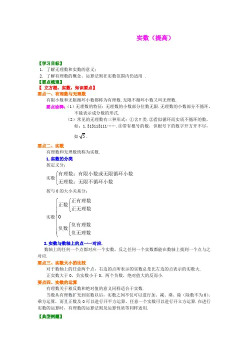 北京四中2014届九年级数学总复习专练：实数(提高)知识讲解