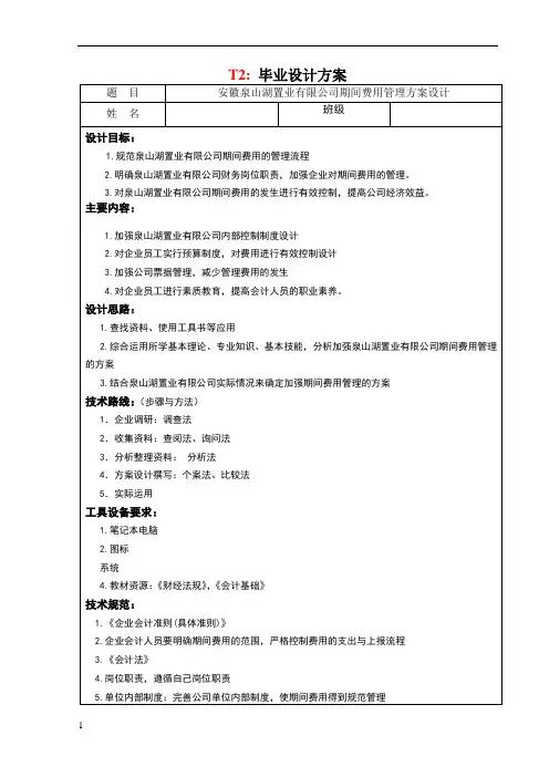毕业设计方案(模板)
