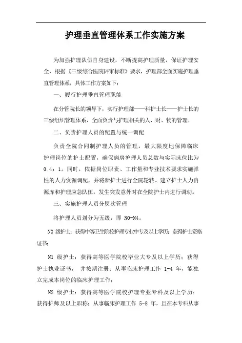 护理垂直管理体系工作实施方案