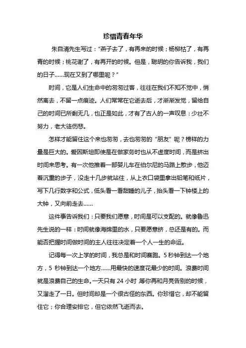 初二作文：珍惜青春年华作文600字