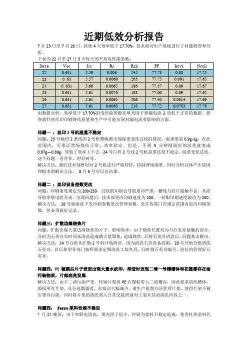 效率下降分析报告