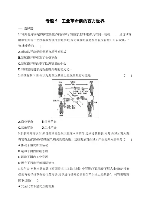 2016届高考历史二轮复习专题能力训练5 工业革命前的西方世界