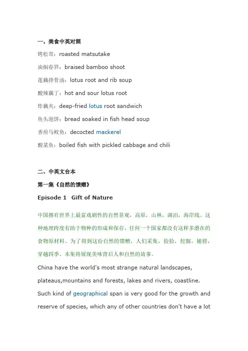 (完整word版)舌尖上的中国英文版